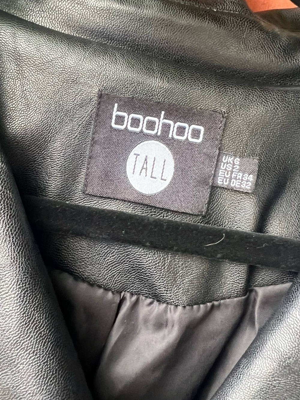 Boohoo Black Faux Leather Long Trench Coat - Picture 5 of 6
